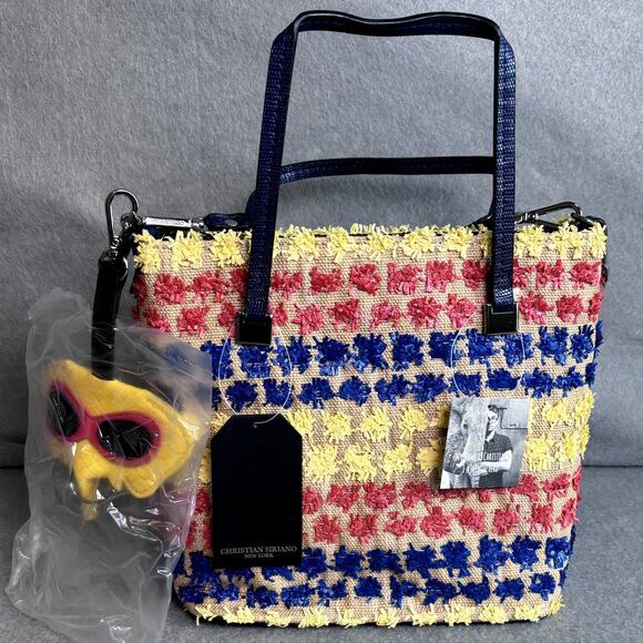 Christian Siriano Sabrina Straw Shoulder Handbag Weekend Travel Farmers Market - Picture 1 of 7
